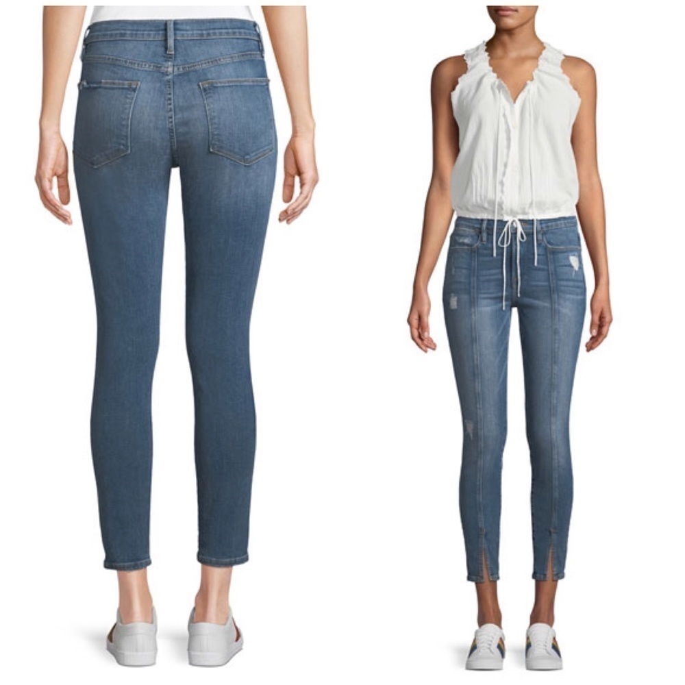 FRAME Le High Skinny Split Distressed Cropped Jean
